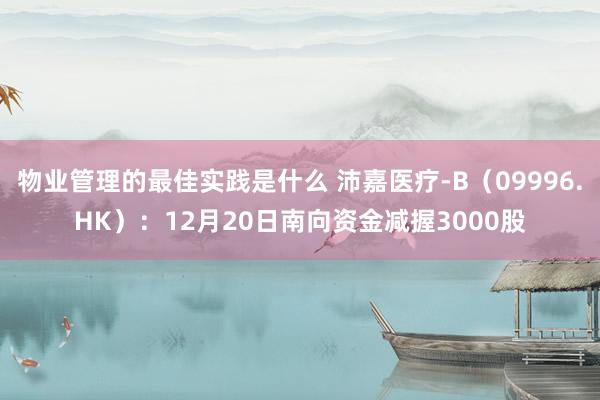 物业管理的最佳实践是什么 沛嘉医疗-B（09996.HK）：12月20日南向资金减握3000股