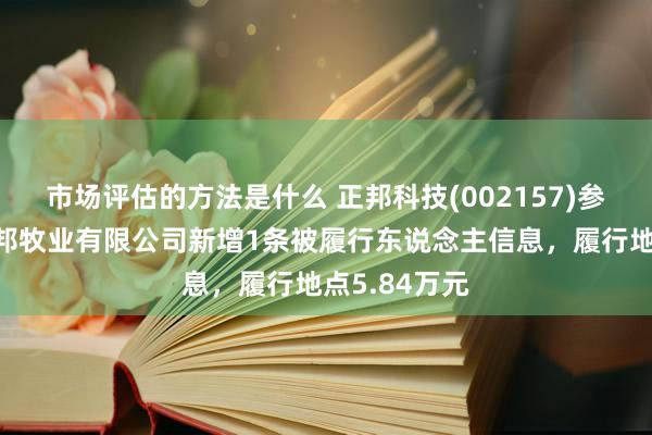 市场评估的方法是什么 正邦科技(002157)参股的涟水正邦牧业有限公司新增1条被履行东说念主信息，履行地点5.84万元