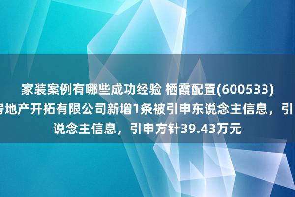 家装案例有哪些成功经验 栖霞配置(600533)控股的南京星汇房地产开拓有限公司新增1条被引申东说念主信息，引申方针39.43万元