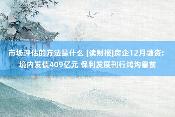 市场评估的方法是什么 [读财报]房企12月融资: 境内发债409亿元 保利发展刊行鸿沟靠前