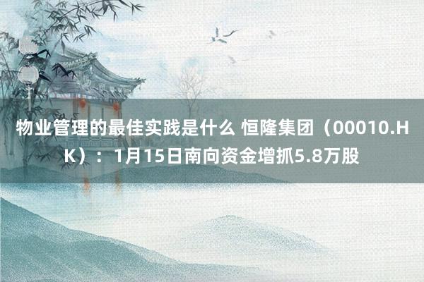 物业管理的最佳实践是什么 恒隆集团（00010.HK）：1月15日南向资金增抓5.8万股