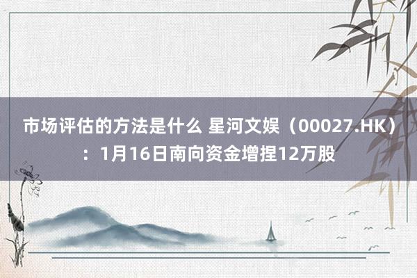 市场评估的方法是什么 星河文娱（00027.HK）：1月16日南向资金增捏12万股