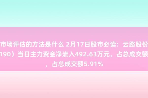 市场评估的方法是什么 2月17日股市必读：云路股份（688190）当日主力资金净流入492.63万元，占总成交额5.91%