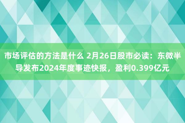 市场评估的方法是什么 2月26日股市必读：东微半导发布2024年度事迹快报，盈利0.399亿元