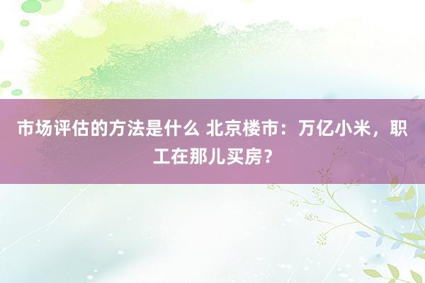 市场评估的方法是什么 北京楼市：万亿小米，职工在那儿买房？