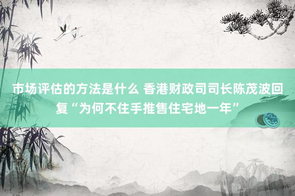 市场评估的方法是什么 香港财政司司长陈茂波回复“为何不住手推售住宅地一年”