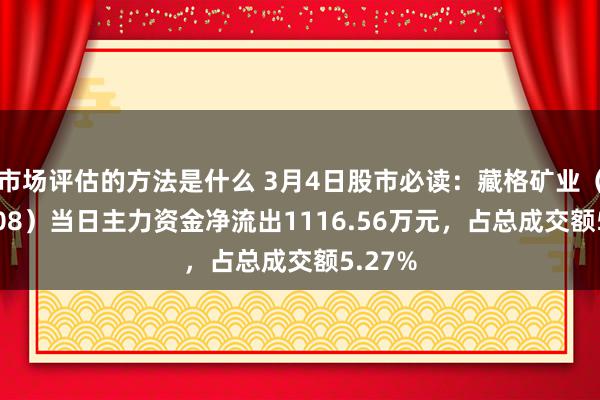 市场评估的方法是什么 3月4日股市必读：藏格矿业（000408）当日主力资金净流出1116.56万元，占总成交额5.27%