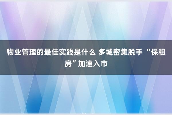 物业管理的最佳实践是什么 多城密集脱手 “保租房”加速入市