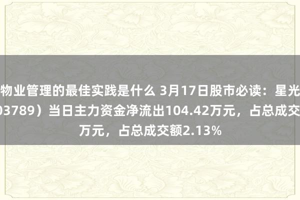 物业管理的最佳实践是什么 3月17日股市必读：星光农机（603789）当日主力资金净流出104.42万元，占总成交额2.13%