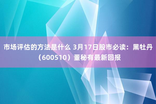 市场评估的方法是什么 3月17日股市必读：黑牡丹（600510）董秘有最新回报